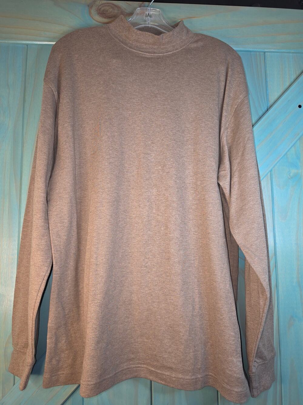 Vintage Pendleton Long-sleeve Mock Neck Pullover Knit Tan Neutral Wardrobe Basic